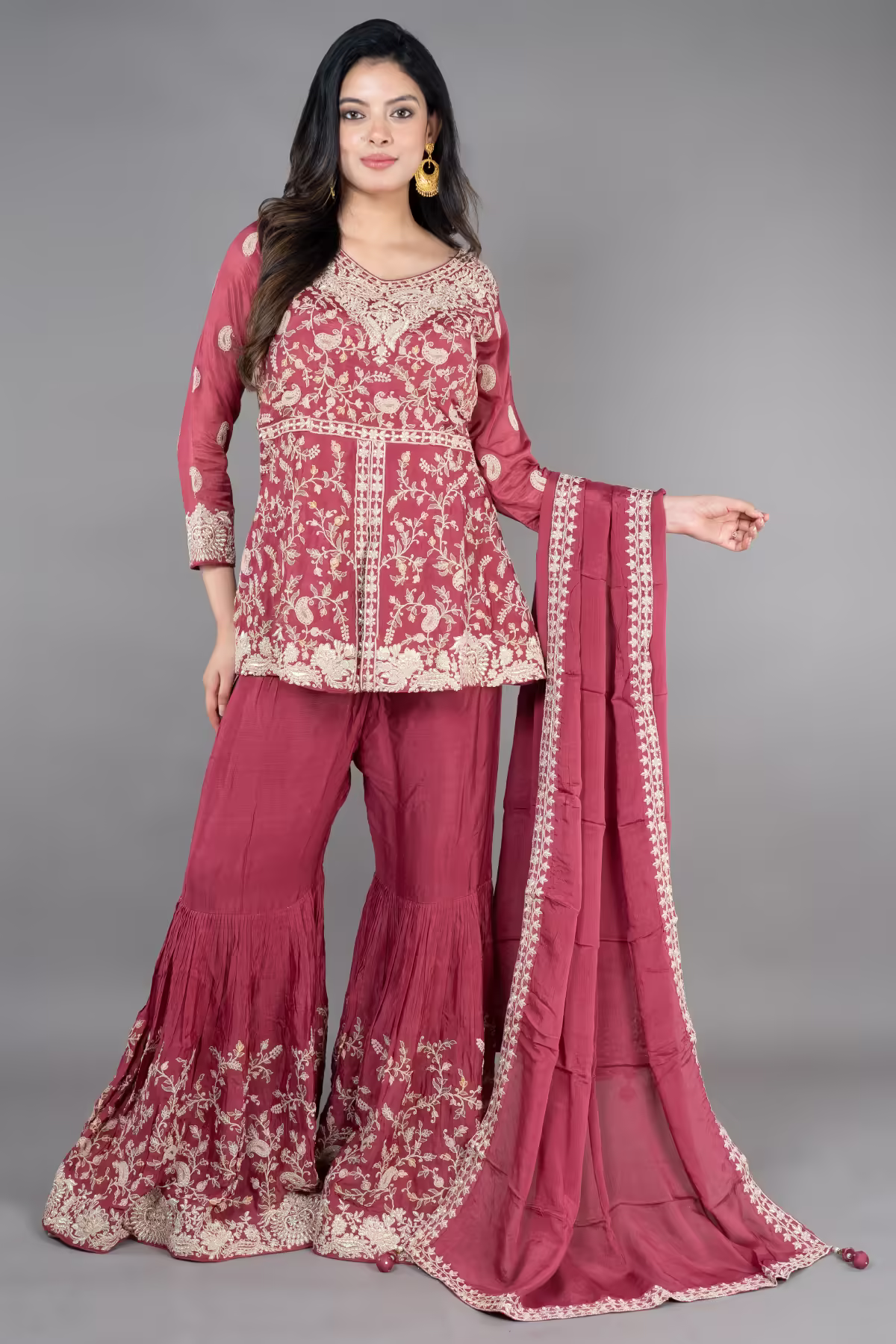 R.gold Short Paplom middle cut with Gharara